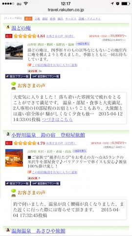 クチコミの点数